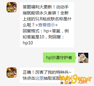 全新上线的SLR枪皮肤名称是什么呢？和平精英每日一题11.2答案