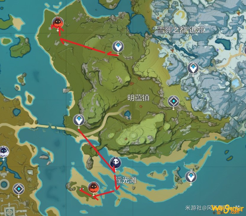 原神1.2版本刷怪路线图推荐