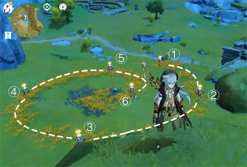 《原神》归离原六个个土石柱解密顺序