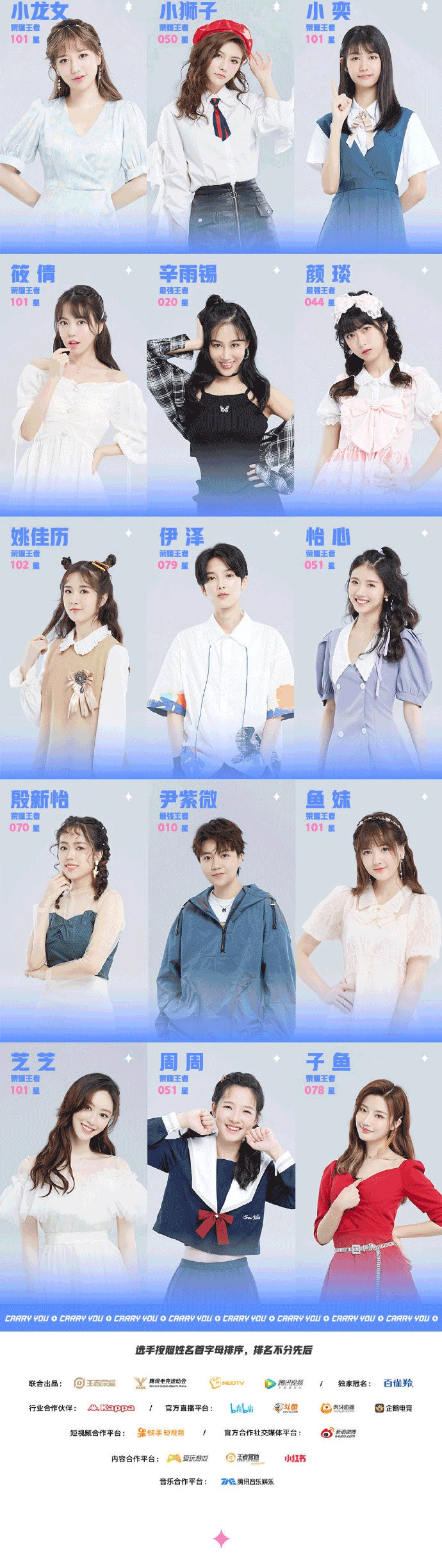 《王者荣耀》荣耀美少女第二季全员大名单