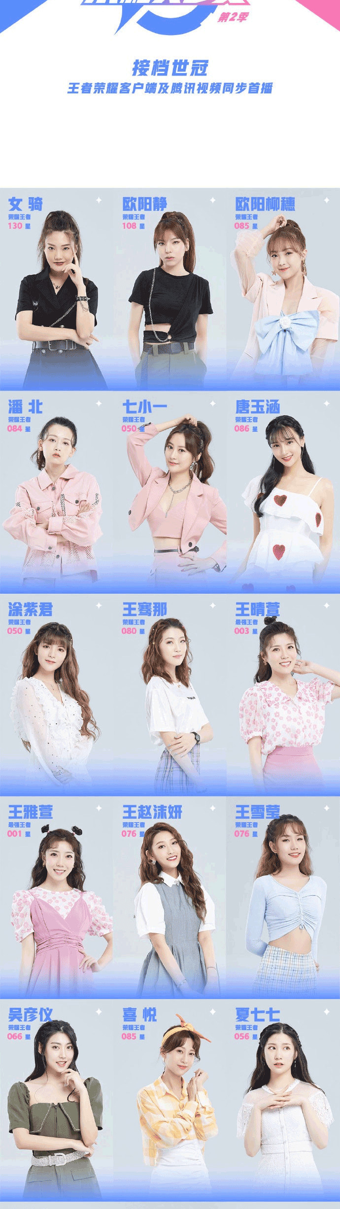 《王者荣耀》荣耀美少女第二季全员大名单