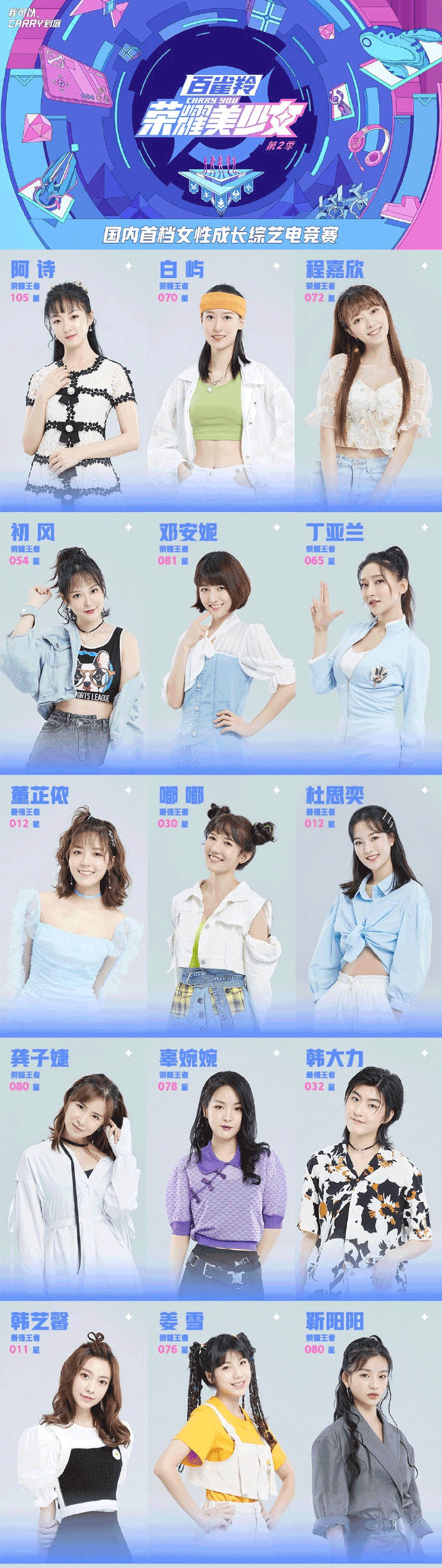 《王者荣耀》荣耀美少女第二季全员大名单