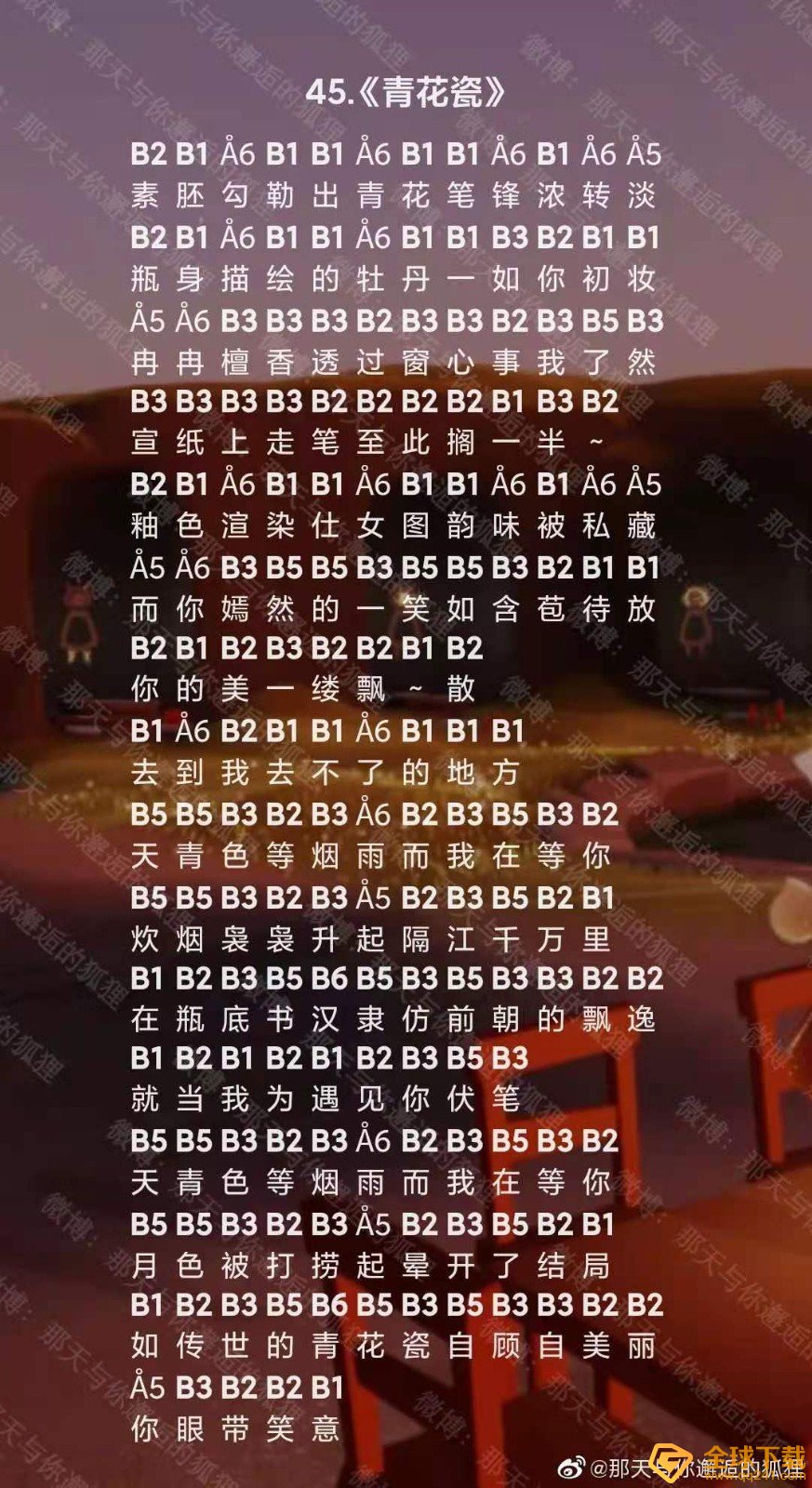 《原神》青花瓷曲谱弹奏方法