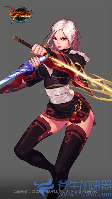 dnf女鬼剑二觉外观展示（女鬼剑一二三觉的全身立绘演变）(dnf女鬼剑二觉武器装扮)