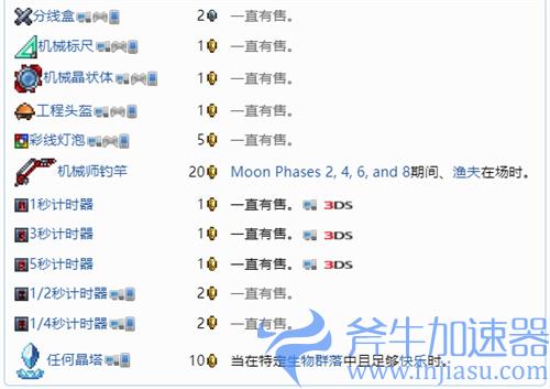 泰拉瑞亚机械师卖的东西有哪些 机械师出售商品大全展示